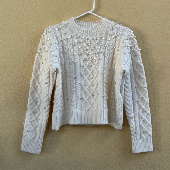 Hyacinth House Tuckernuck “Ellis” Cream  Sweater With Pearls Size XS New! - Picture 9 of 11